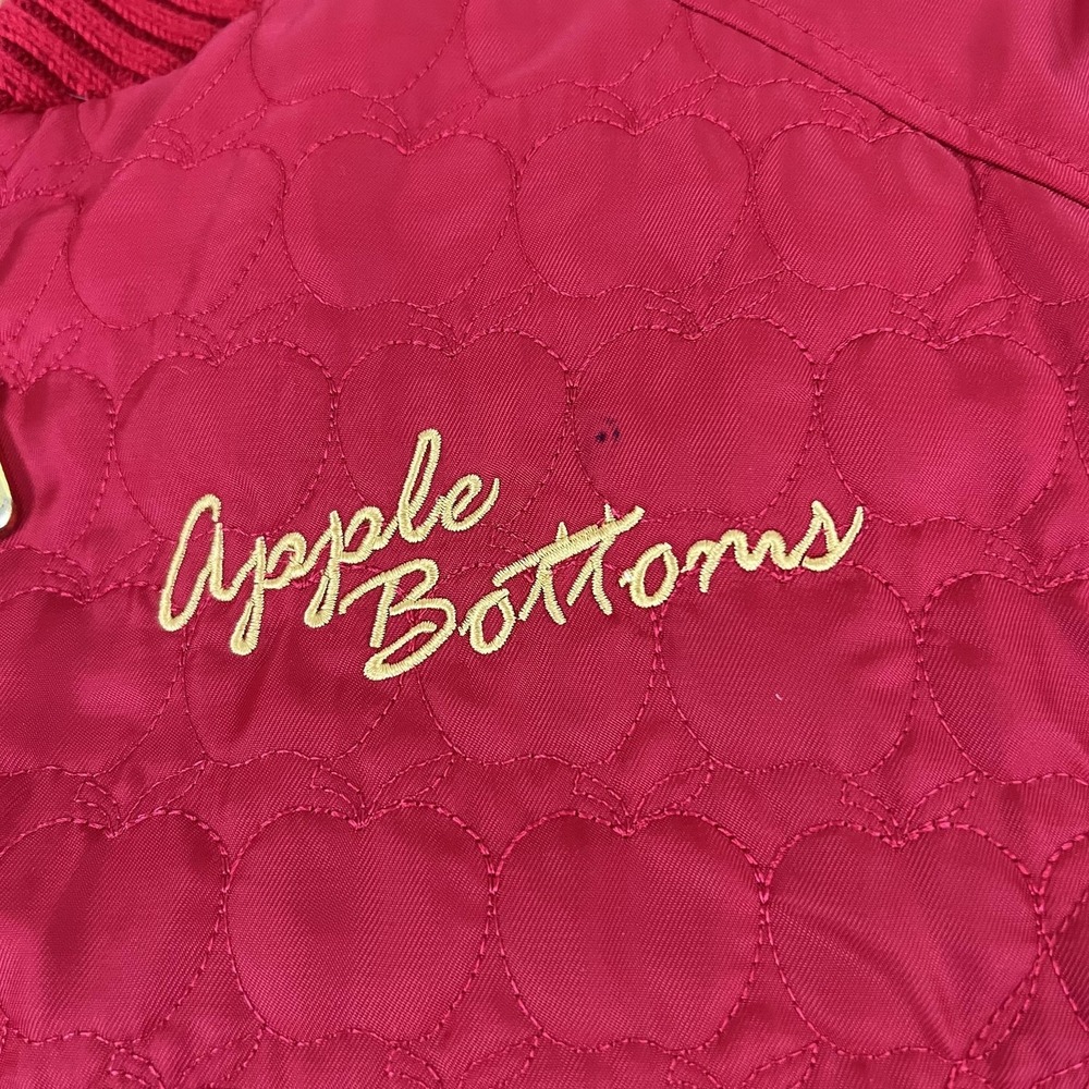 Apple Bottoms Jacket Womens Large Red Heart Quilted Down Bomber Logo Embroidery - Picture 6 of 12